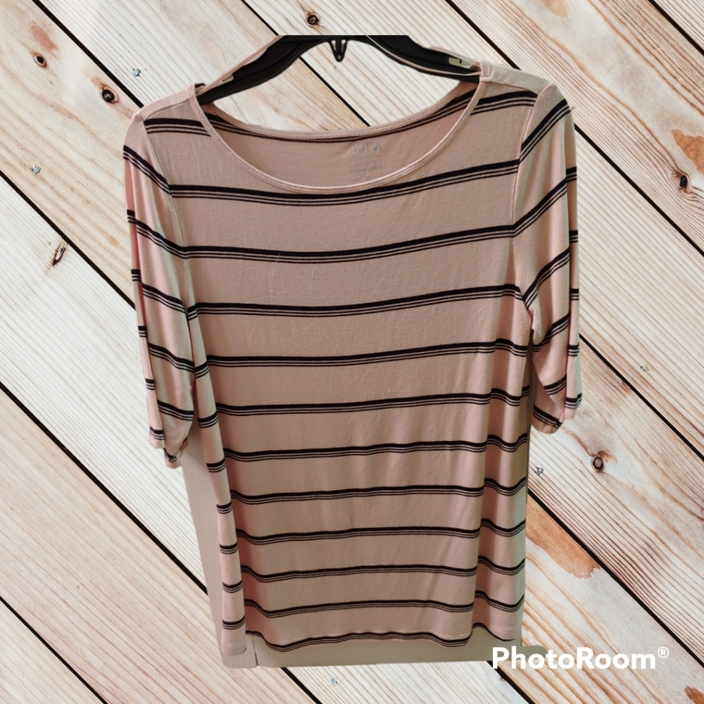 Cute Pink and Black 3/4 sleeve Women's top, size Medium